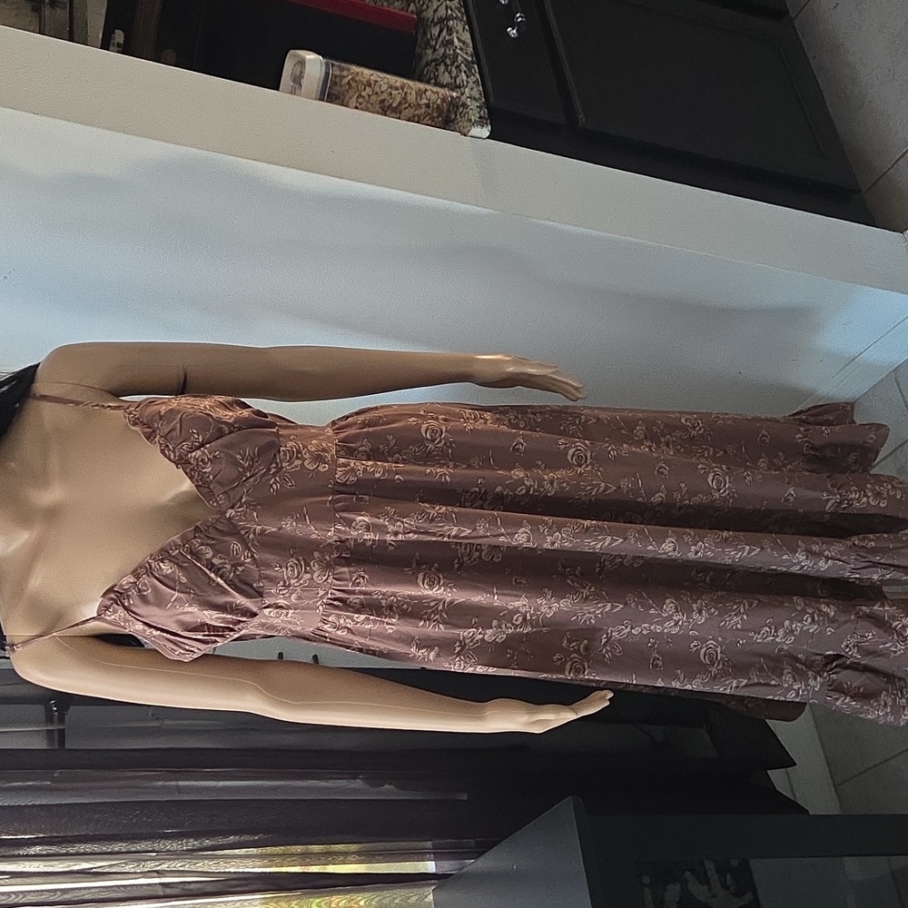 Hesperus Brown Floral Midi Dress NWOT XL